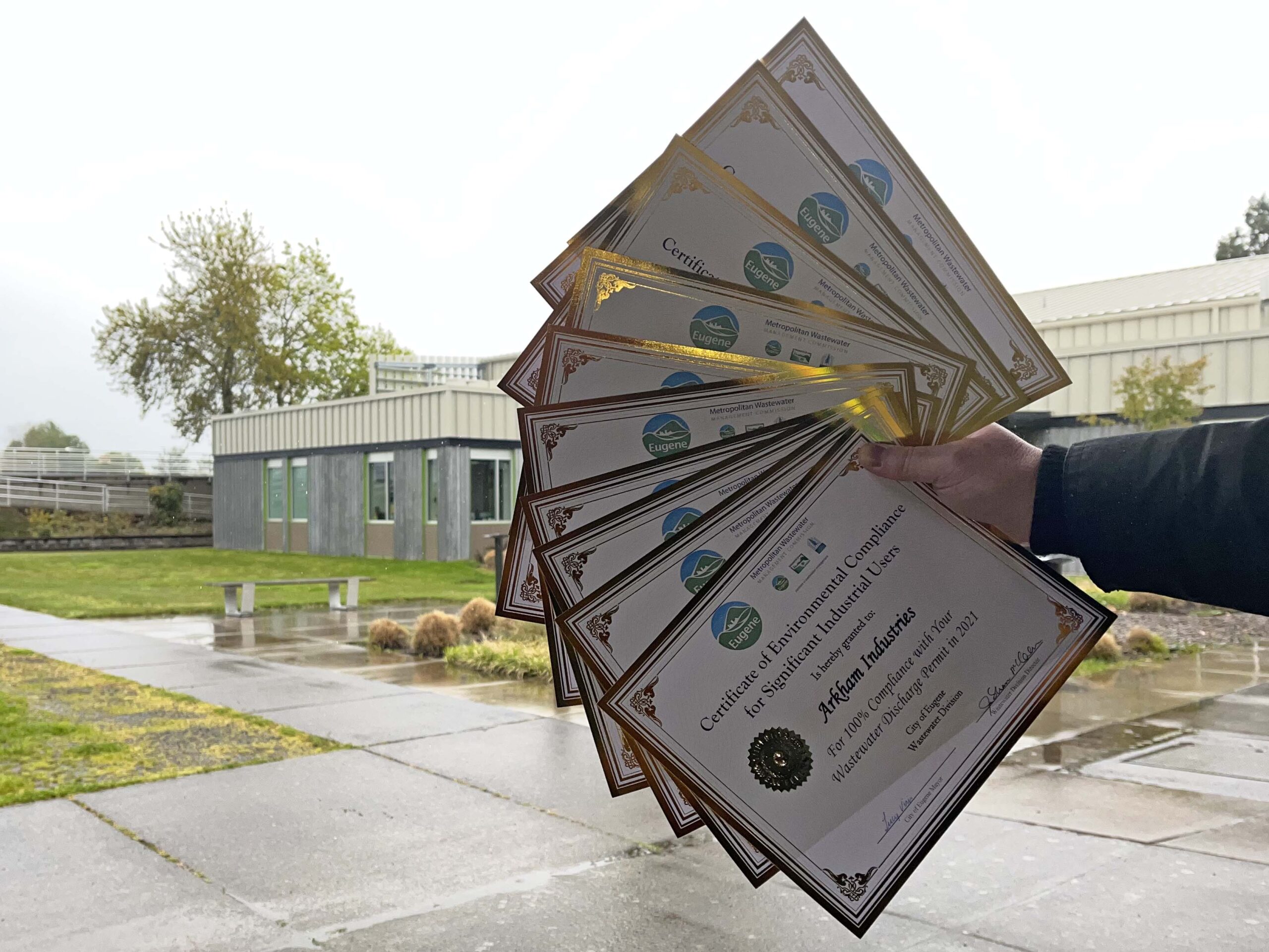 Eugene Environmental Compliance Awards, pictured at the MWMC's Regional Wastewater Treatment Plant.